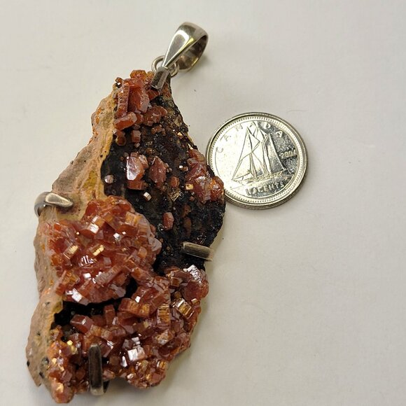 Vanadinite Crystal Pendant Sterling Silver 925 Statement Gemstone Pendant - Picture 6 of 16